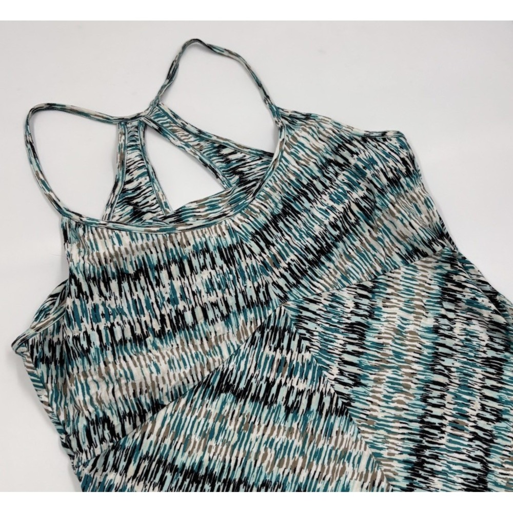 Patagonia Women's L Cotton A-Line Blue Striped‎ Knee Length Dress